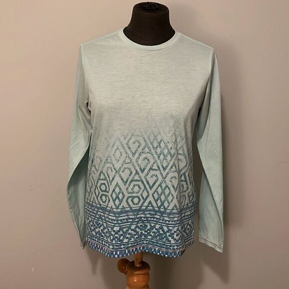 Janji Women's Blue Run For Another Geo Print Long Sleeve Tee - Picture 1 of 10